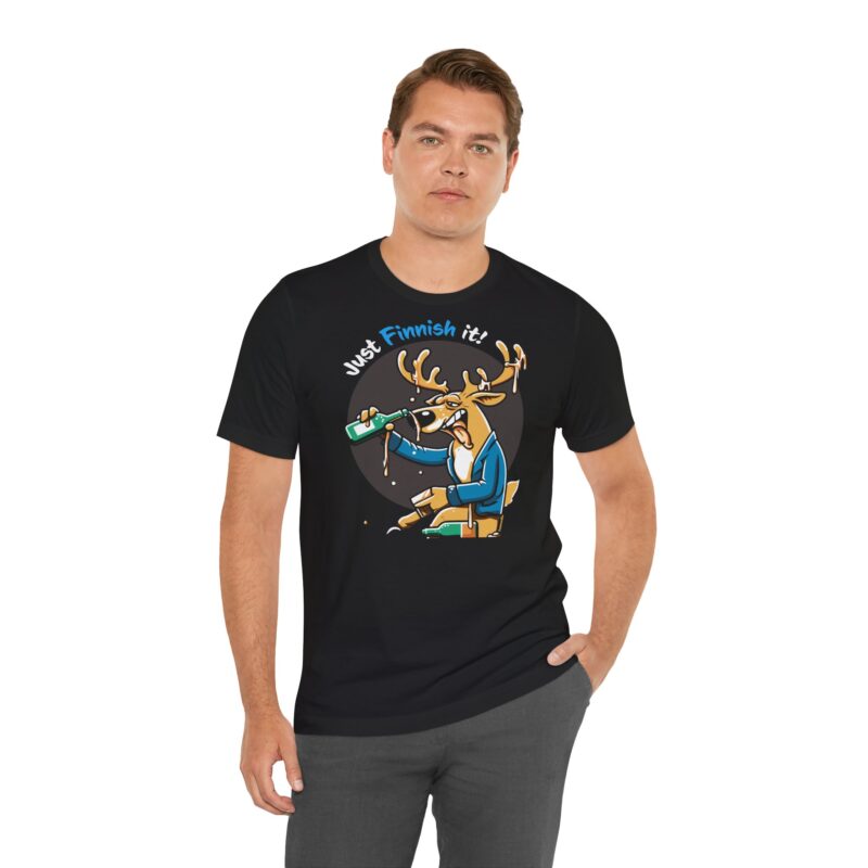 Drunk Reindeer, Just Finnish It T-shirt - Image 2